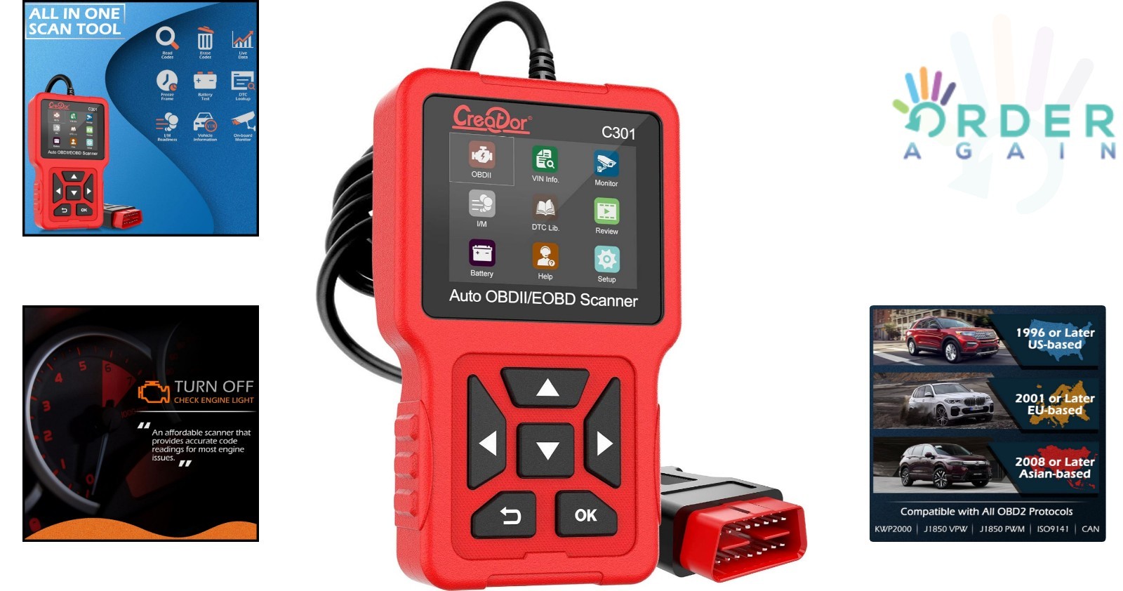 OBDII Code Reader Scanner Vehicle Diagnostic Tool Check Engine Battery