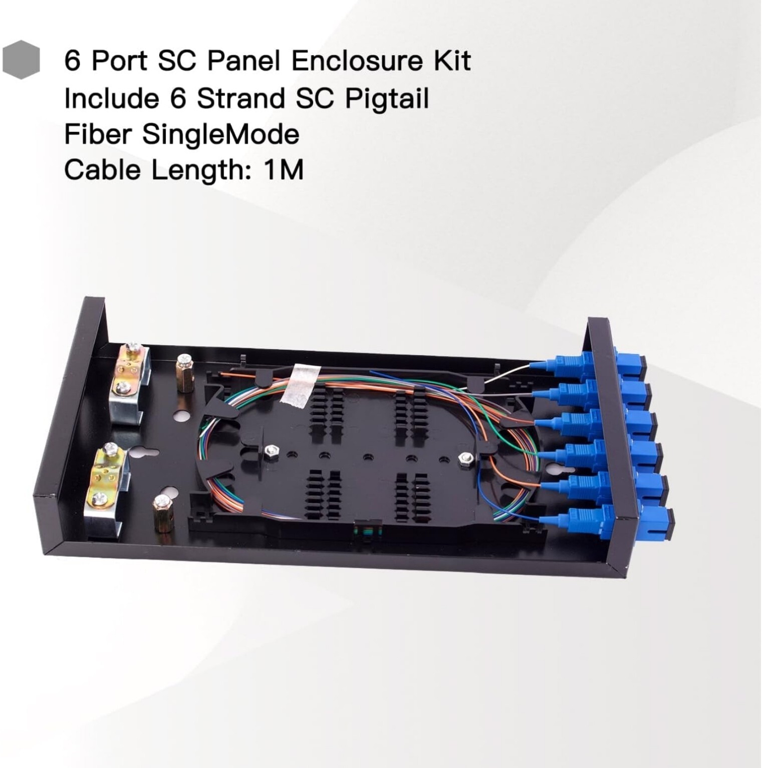 SC SM 6Port Box +Cables Wall Mount Fiber Enclosure Splicing Module, Loaded