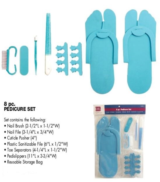 8 pcs Pedicure Set Pedislipper Toe Separators Nail Brush File Pusher FREE SHIP
