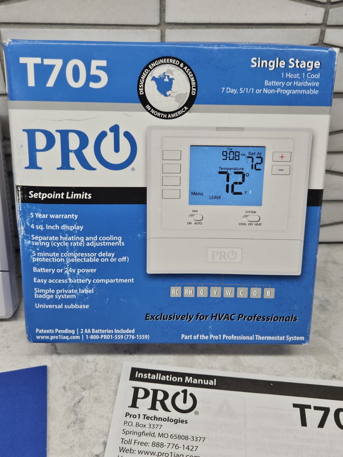 PRO1 T705 Single Stage Programmable Digital Thermostat New Open Box