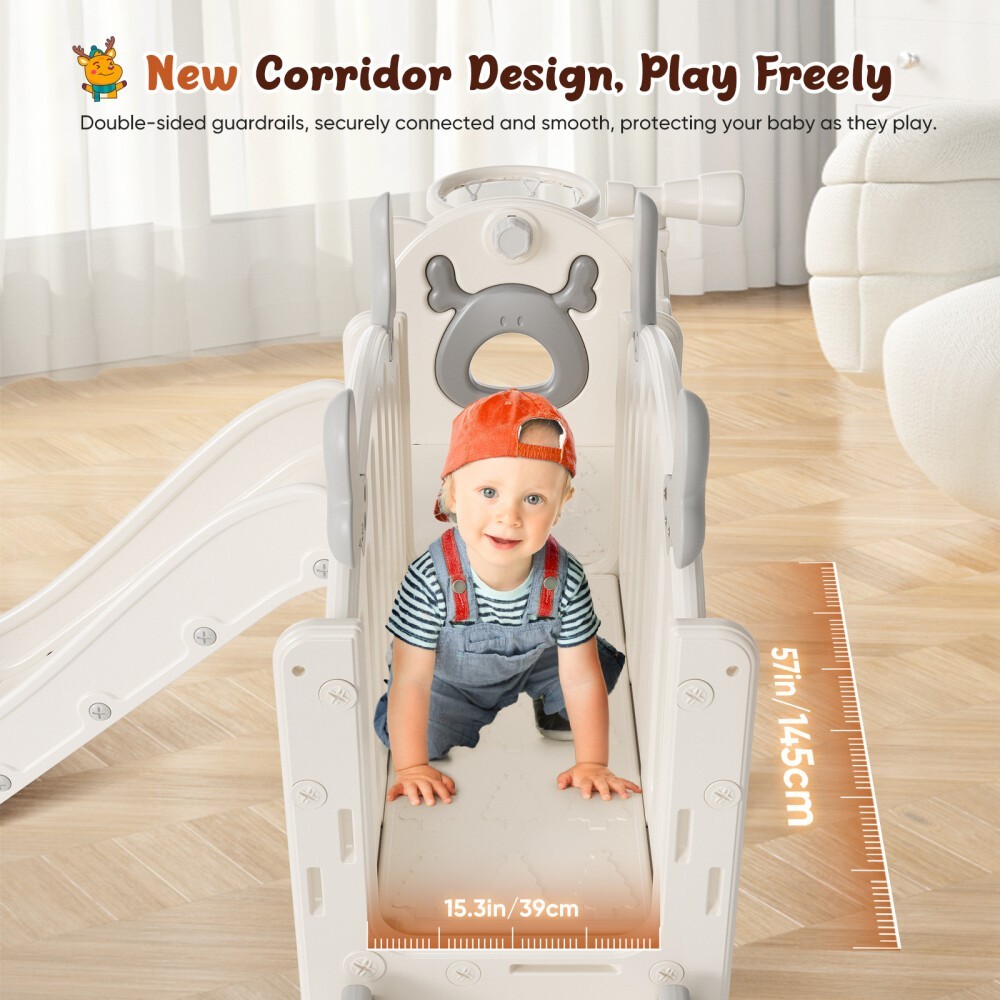Kids Slide and Drawing Set,10in1 Toddler Slide Climber Indoor Outdoor Playground