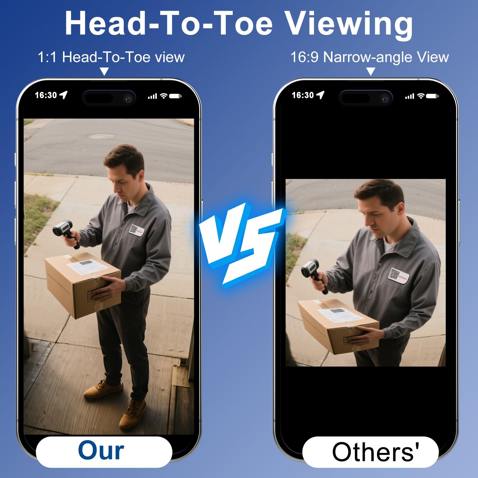 Doorbell Camera Wireless, Head-to-Toe Video - No Subscription Black