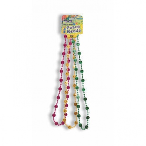 3 Set HIPPIE PEACE SIGN BEADS Necklace Jewelry Costume Mardi Gras 60s 70s Pack