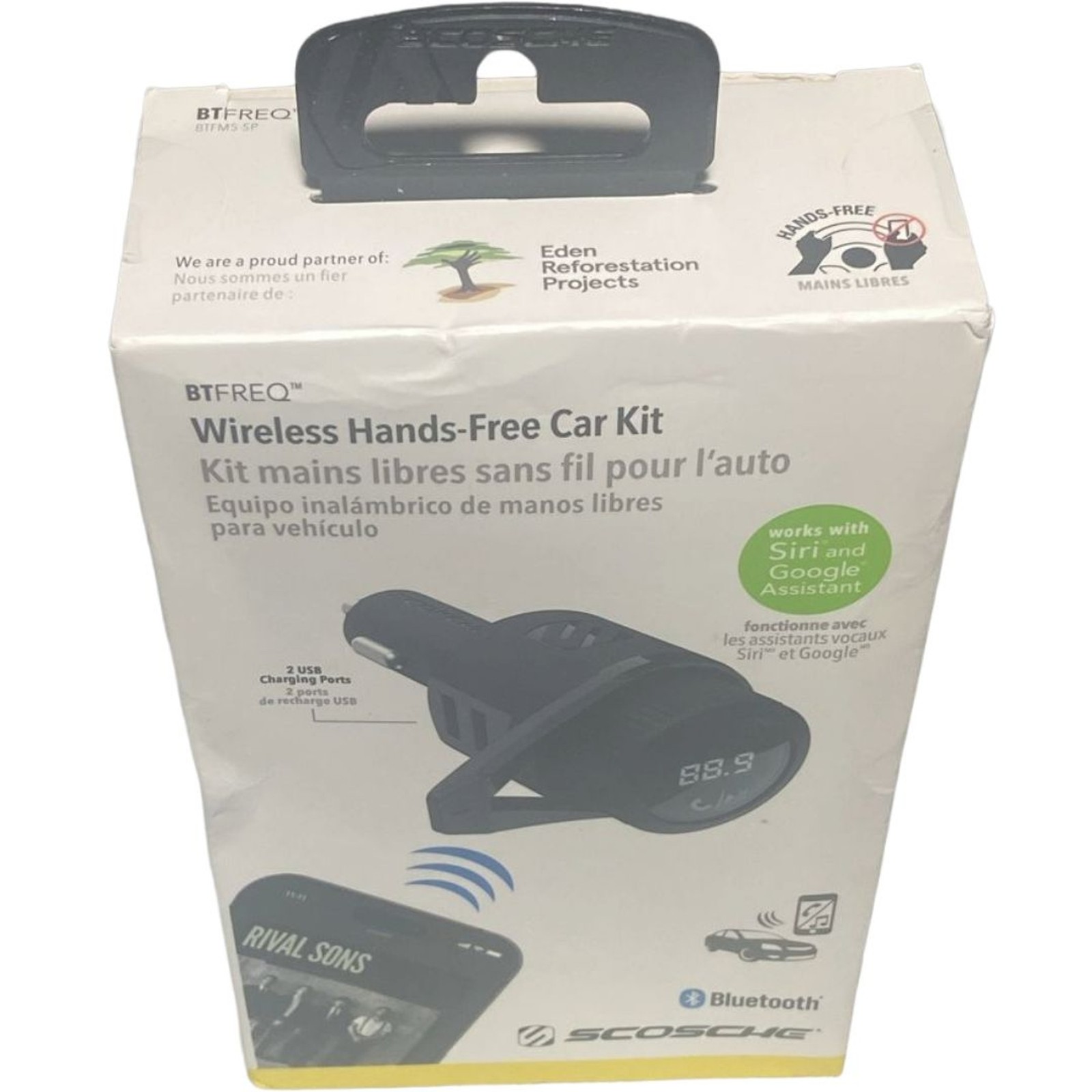 Scosche BTFreq Bluetooth FM Transmitter Dual USB 12W 2.4A – Black (Never Used)