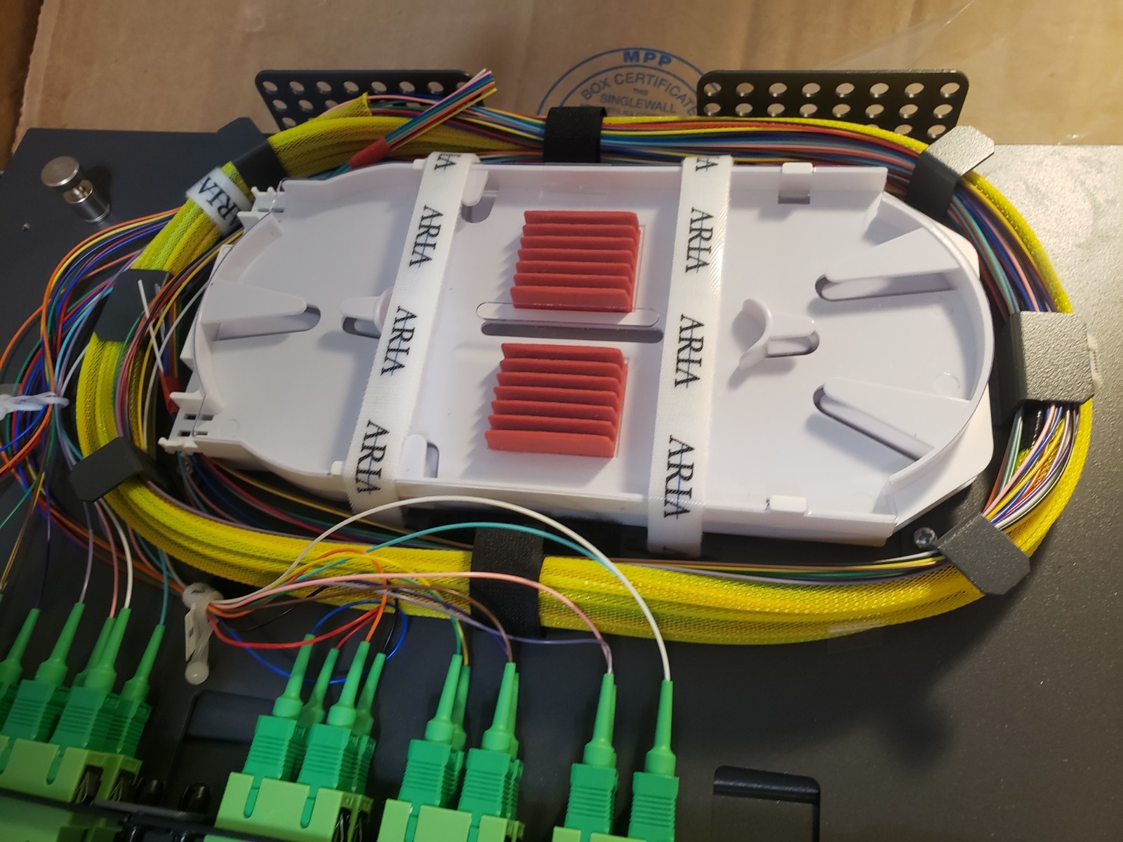 24 Fiber 1RU Rack Mount w/ 12 SC/APC Duplex Adapters, Singlemode Pigtails & Tray
