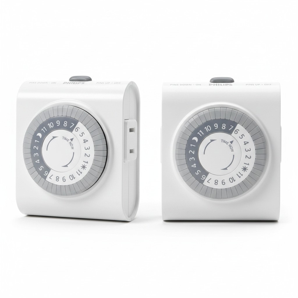 2 Pack Philips 24-Hour Mechanical Timer 2 Outlet Indoor Plug White