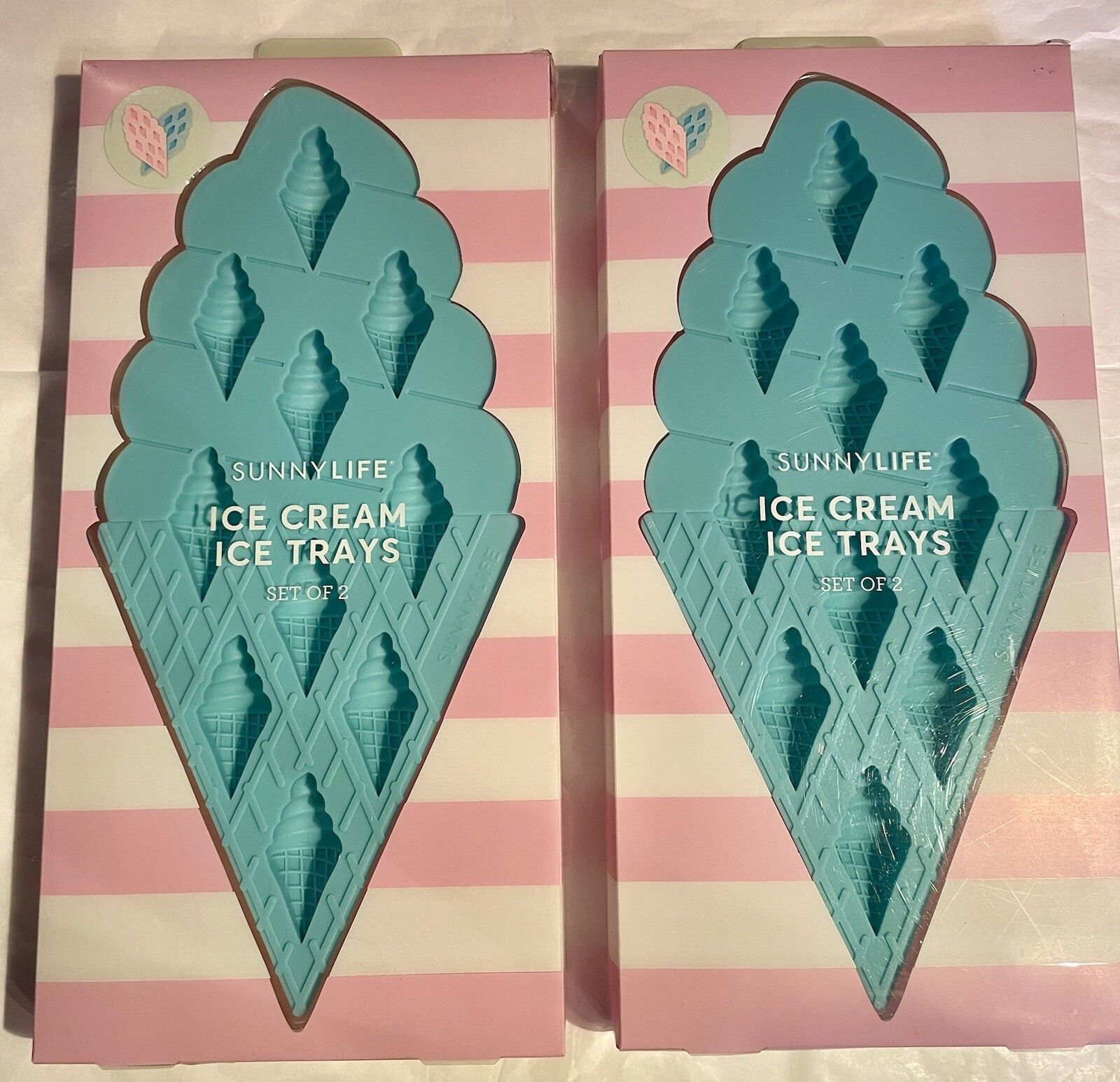Sunny Life Ice Cream Ice Trays Set Of Two Per Box Lot Of Two Boxes 2 Pink 2 Blue
