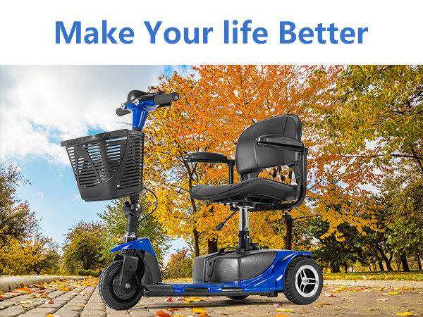 Pro 3 Wheel Mobility Scooter Electric Powered Mobile Folding Wheelchairs Device