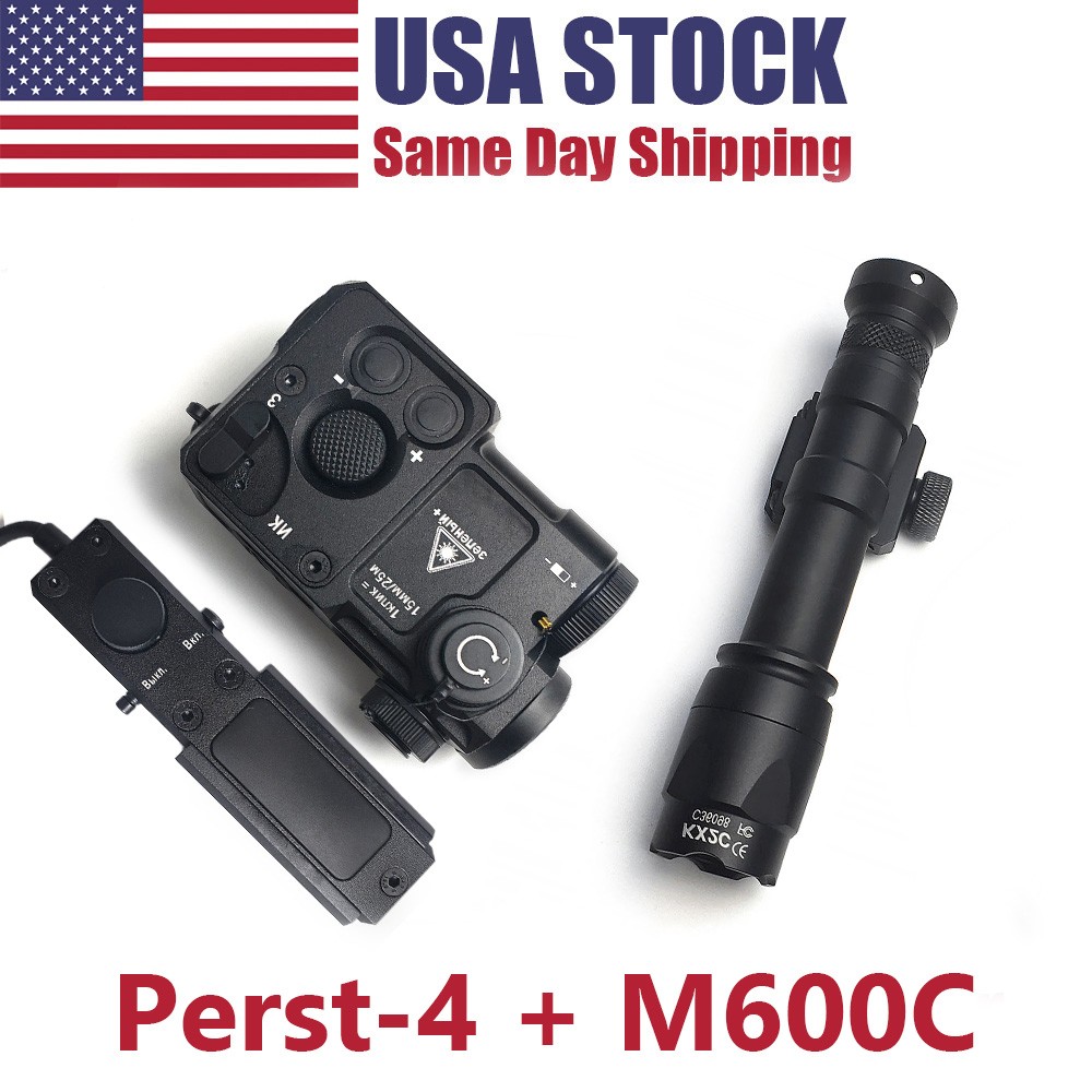 CNC PERST-4 IR Green Laser Sight with KV-D2 Switch + M600C Tactical Flashlight