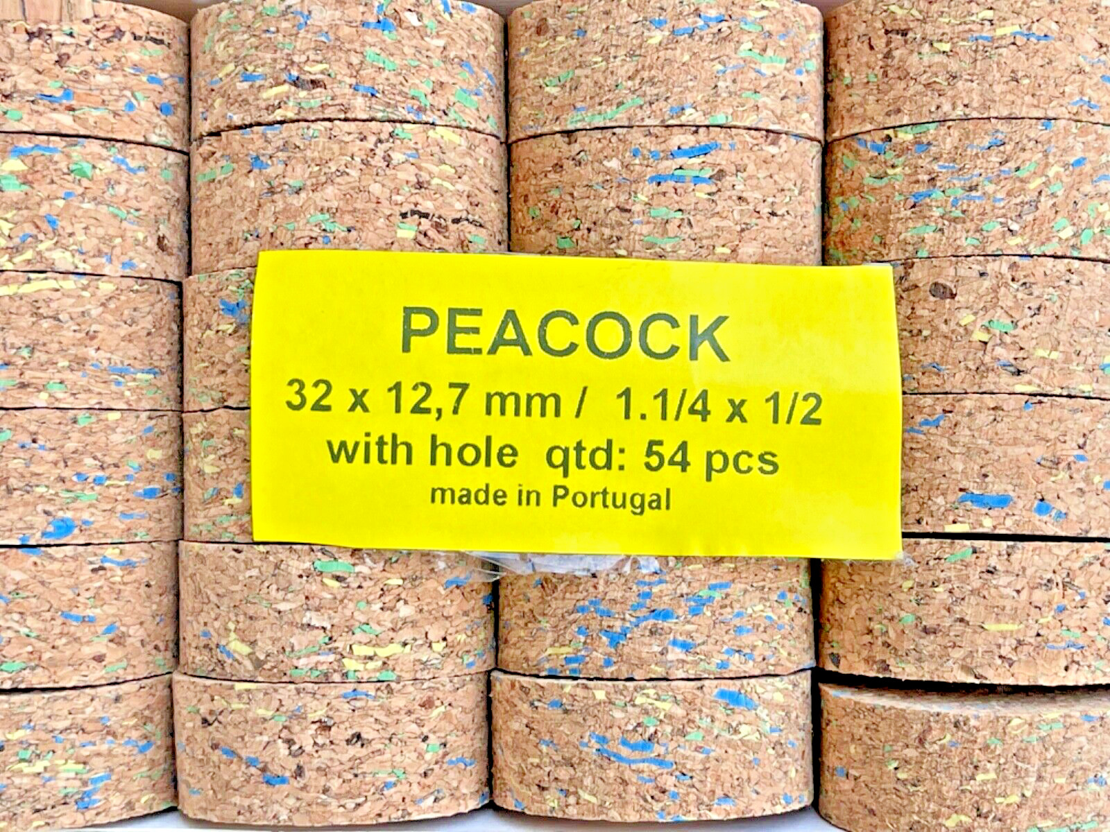 Cork Rings 36 Peacock Burl Mix, 1 1/4" x 1/2" x 1/4" Hole, New!