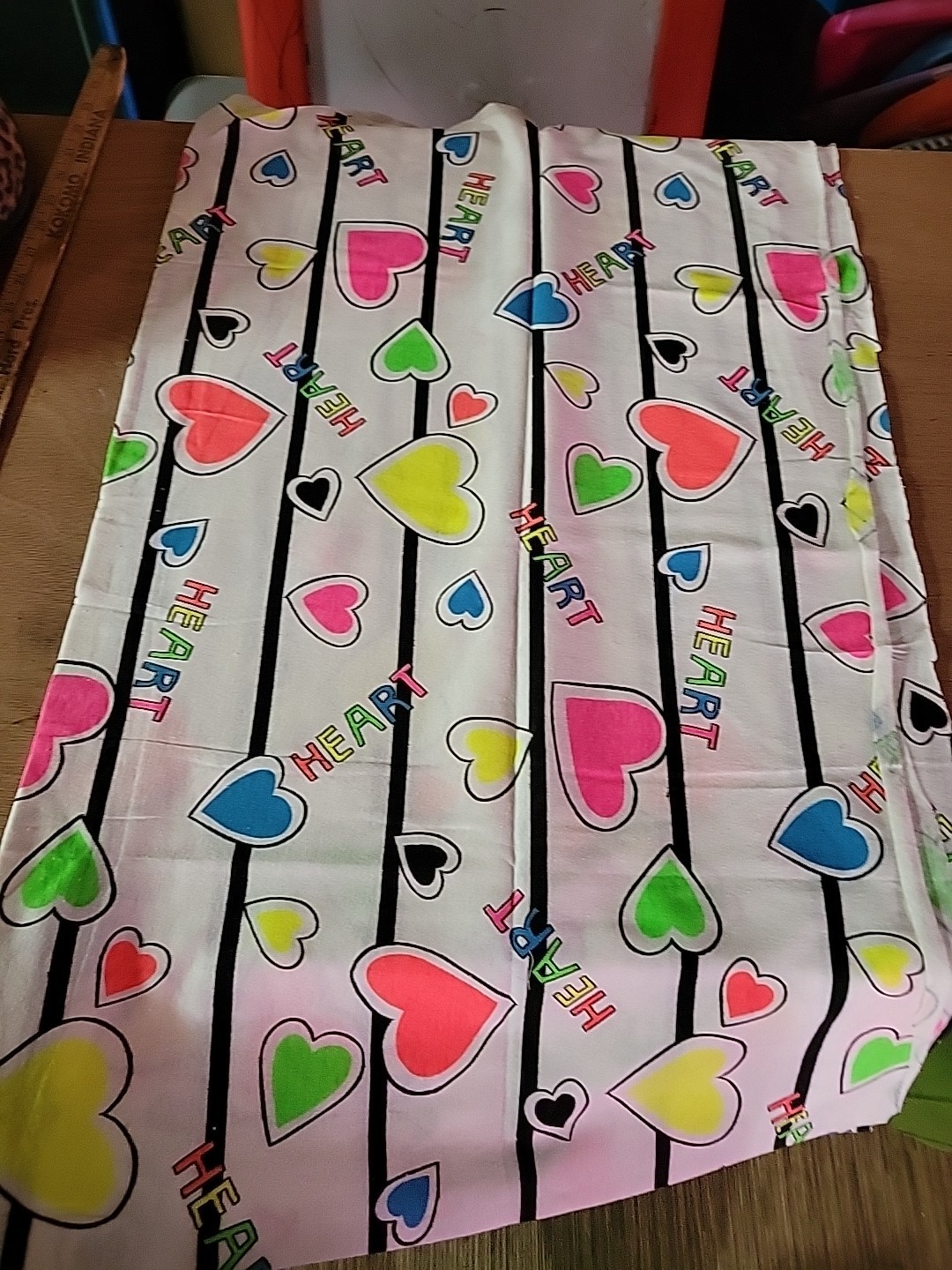 Vintage 80s Fabric Nipkow Kobelt Postmodern Mallrat Neon Novelty Heart Black...