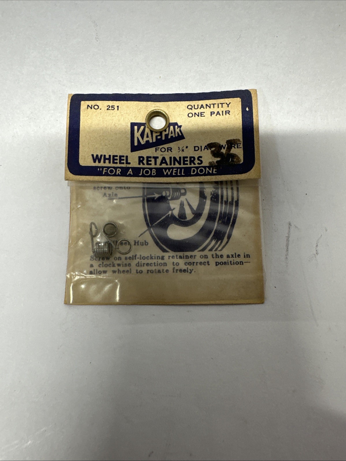 Kap Pak Wheel Retainers #251 1/8 Inch Diameter Vintage NOS