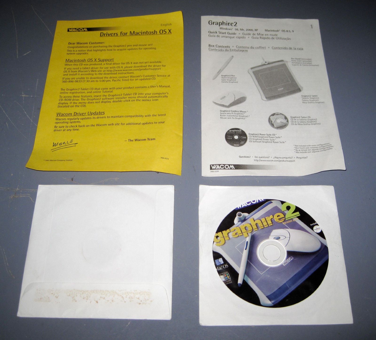 2001 Wacom Graphire 2 Graphire2 Drivers CD for  Windows 98-XP & Mac OS 8.5-9