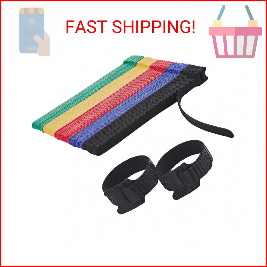 NBTORCH 100 PCS Reusable Cable Ties with Hook and Loop, Multi-purpose Adjustable