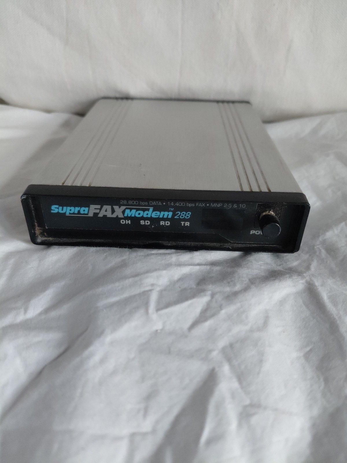 Supra Fax Modem 288 Vintage Pinback Button - originally made for Apple Macintosh