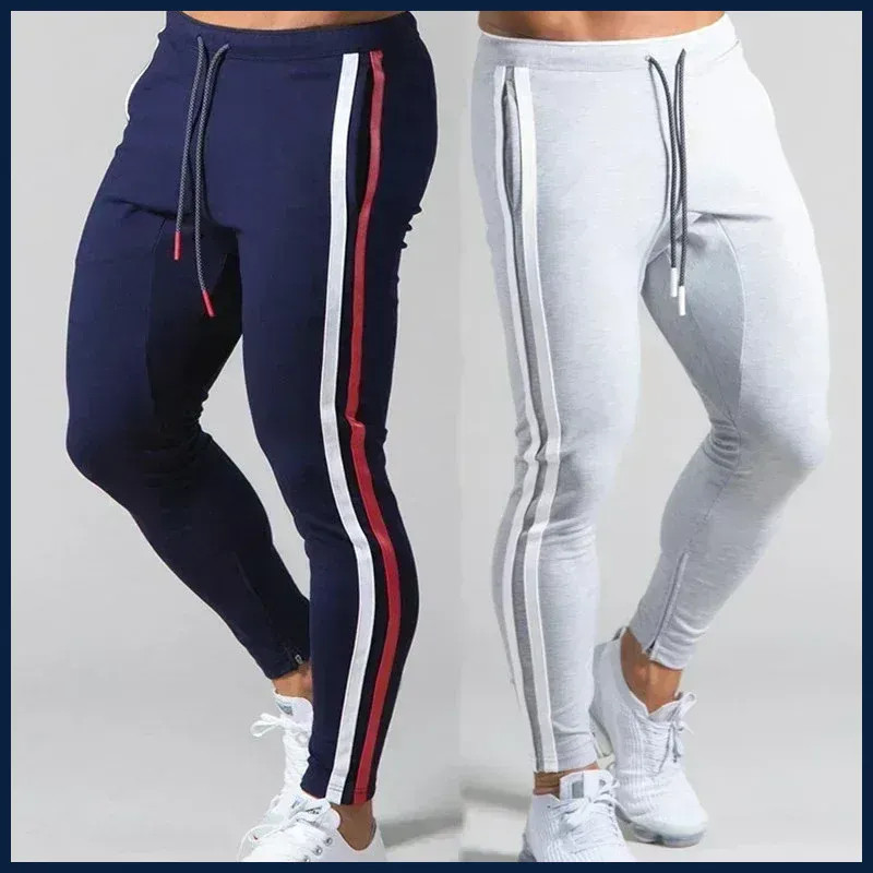 Joggers Men Striped Sweatpants Casual Long Pants Men Fitness Running Workout