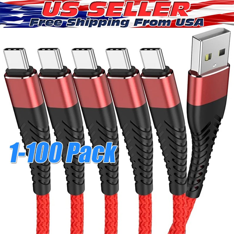 Braided USB Type-C USB-C to USB-A Fast Charge Cable Charger Lot Charging Cord