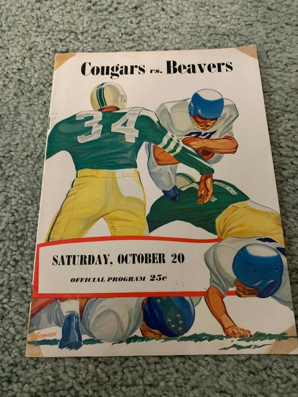 1956 Washington State Cougars v Oregon State Beavers Football Program Tony Arana