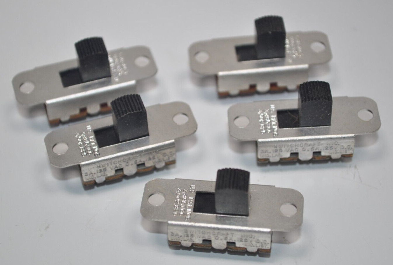 Lot of 5 NOS Switchcraft 46206MRX SLIDE SWITCHES DPDT 3A 125V ON - Momentary ON
