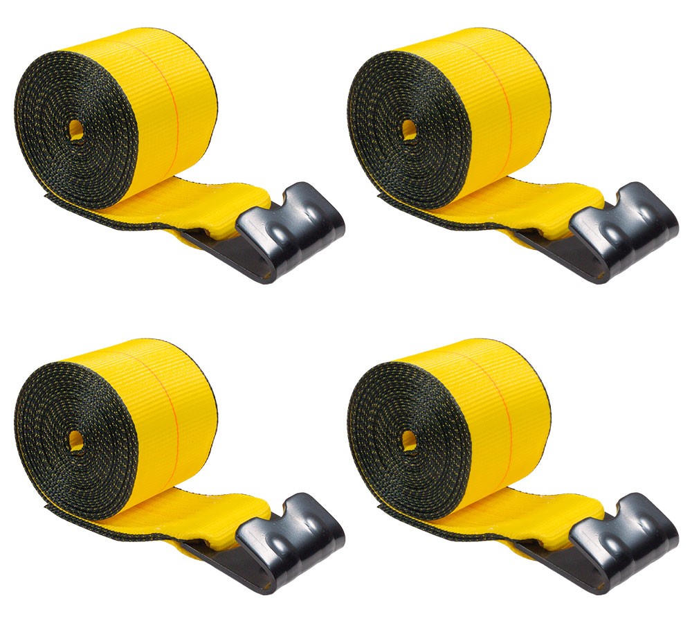 4PK Winch Straps 4"x 20' Yellow Heavy Duty Tie Down w/Flat Hooks WLL# 5400 lbs