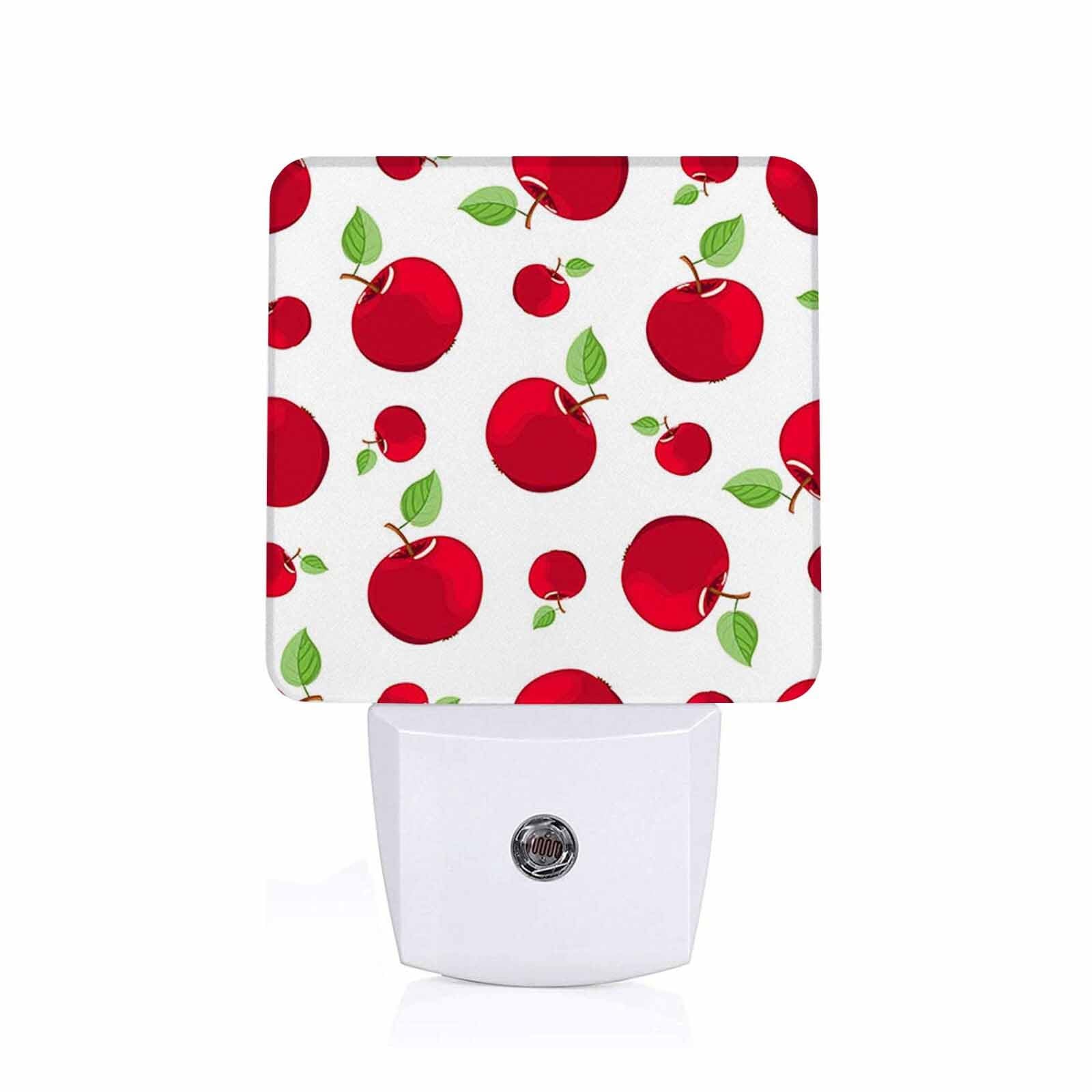 LED Night Light Lamp with Smart Sensor Dusk to Dawn Sensor,Apple Fruit Red Ca...