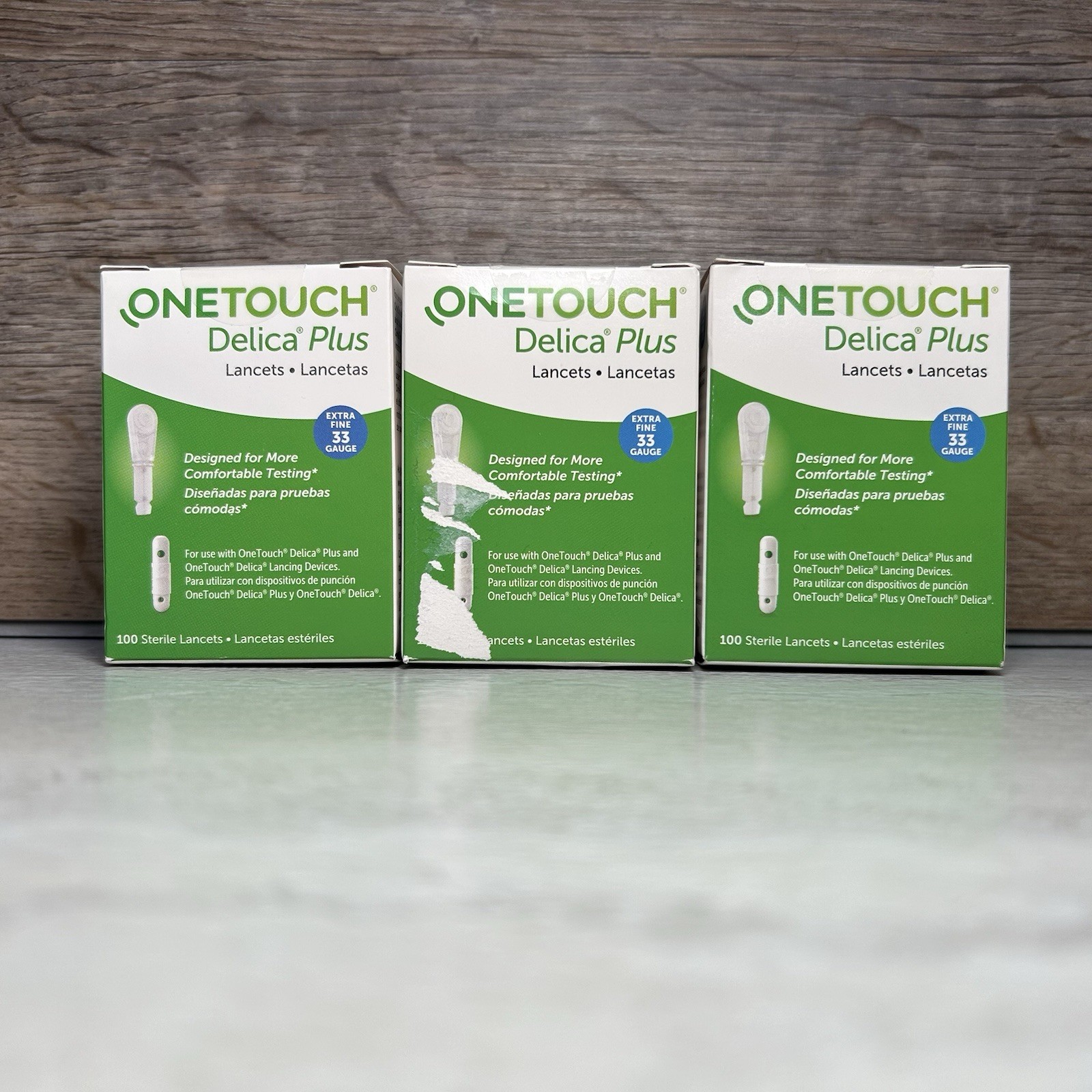 3-100 Count Boxes of One Touch Delica Plus 33G Lancets Extra Fine EXP - READ