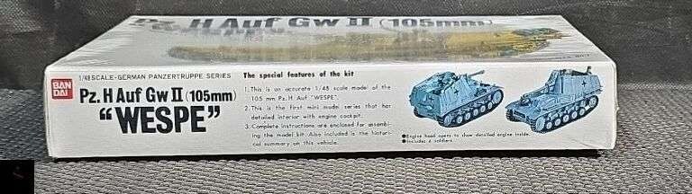 1/48 Bandai 8221 WWII Pz. H Auf Gw II (105mm) Wespe Plastic Kit Model Sealed Box
