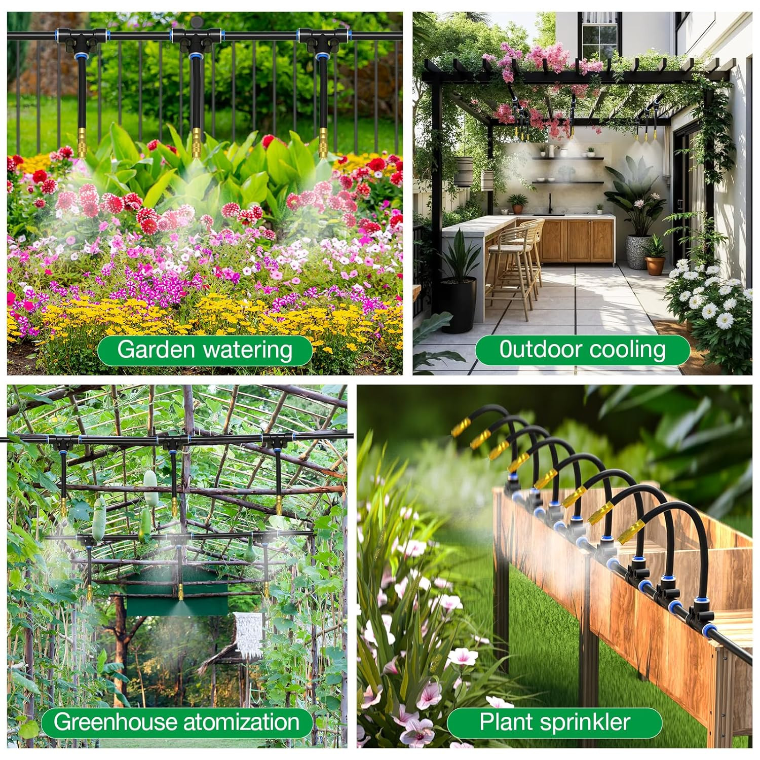 50Ft 1/4" Drip Irrigation System with 12 Adjustable Copper Nozzles