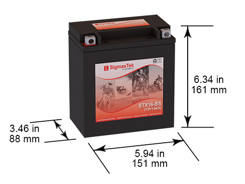 Scorpion YTX16-BS 230CCA Powersports Battery (Replacement)