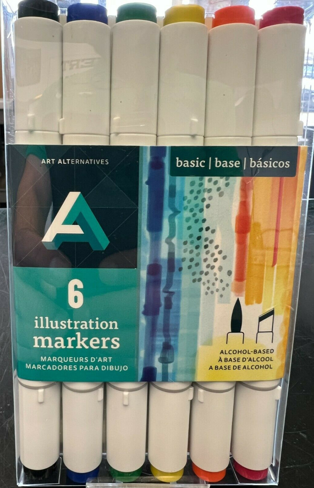 Art Alternatives - 6 Illustration Markers Primary. Basic. R11 YR4 Y11 BG8 B8 N10
