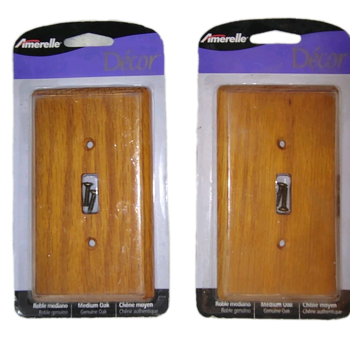 New 2 Pk. Amerelle Decor Single Toggle Switch Wall Plate Medium Oak
