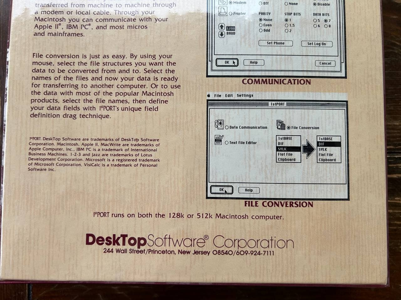 Vintage software 1st PORT for Apple Macintosh. Multi-purpose Data TransPort Syst