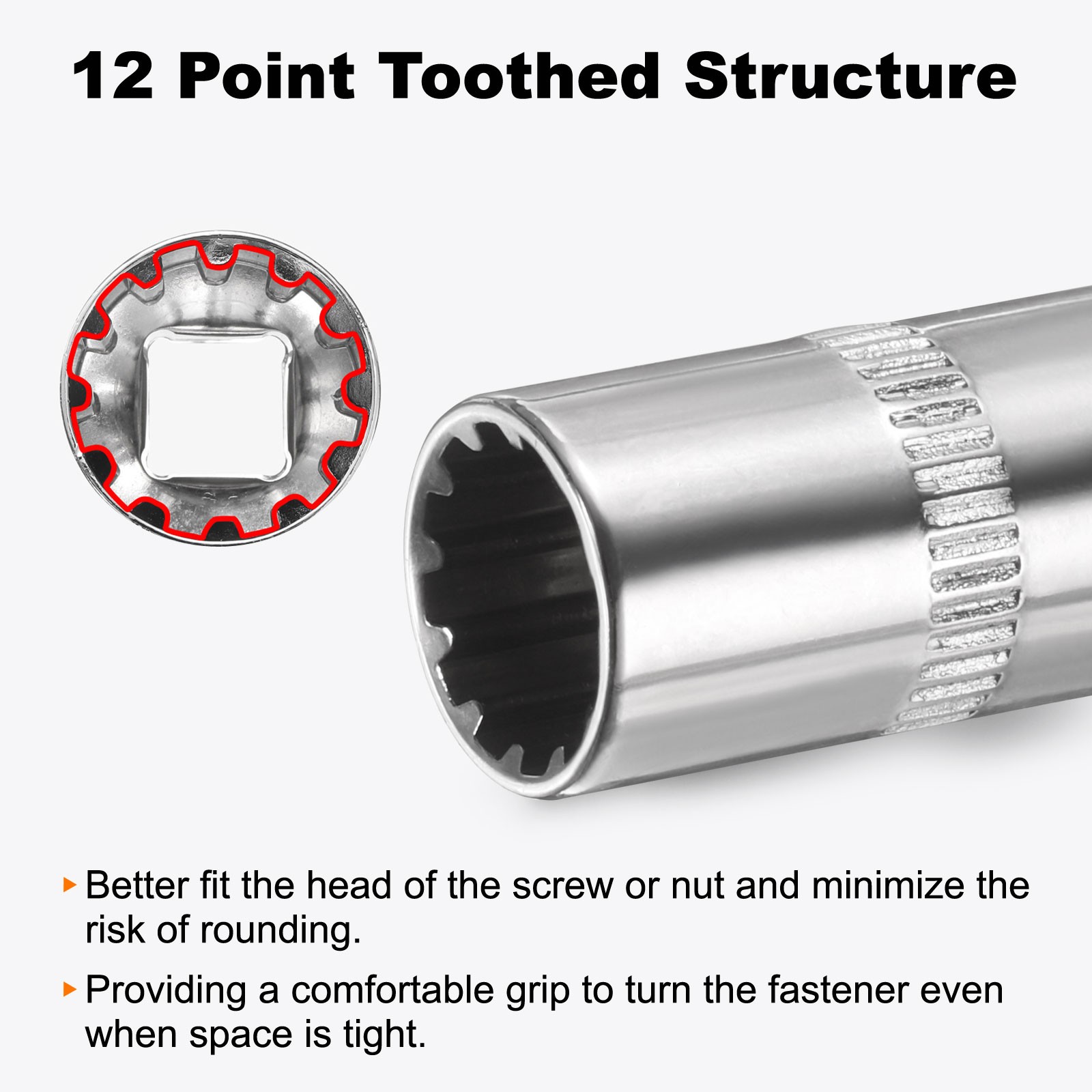 12 Points Socket 1/4" Drive 8mm Metric Shallow Impact Socket