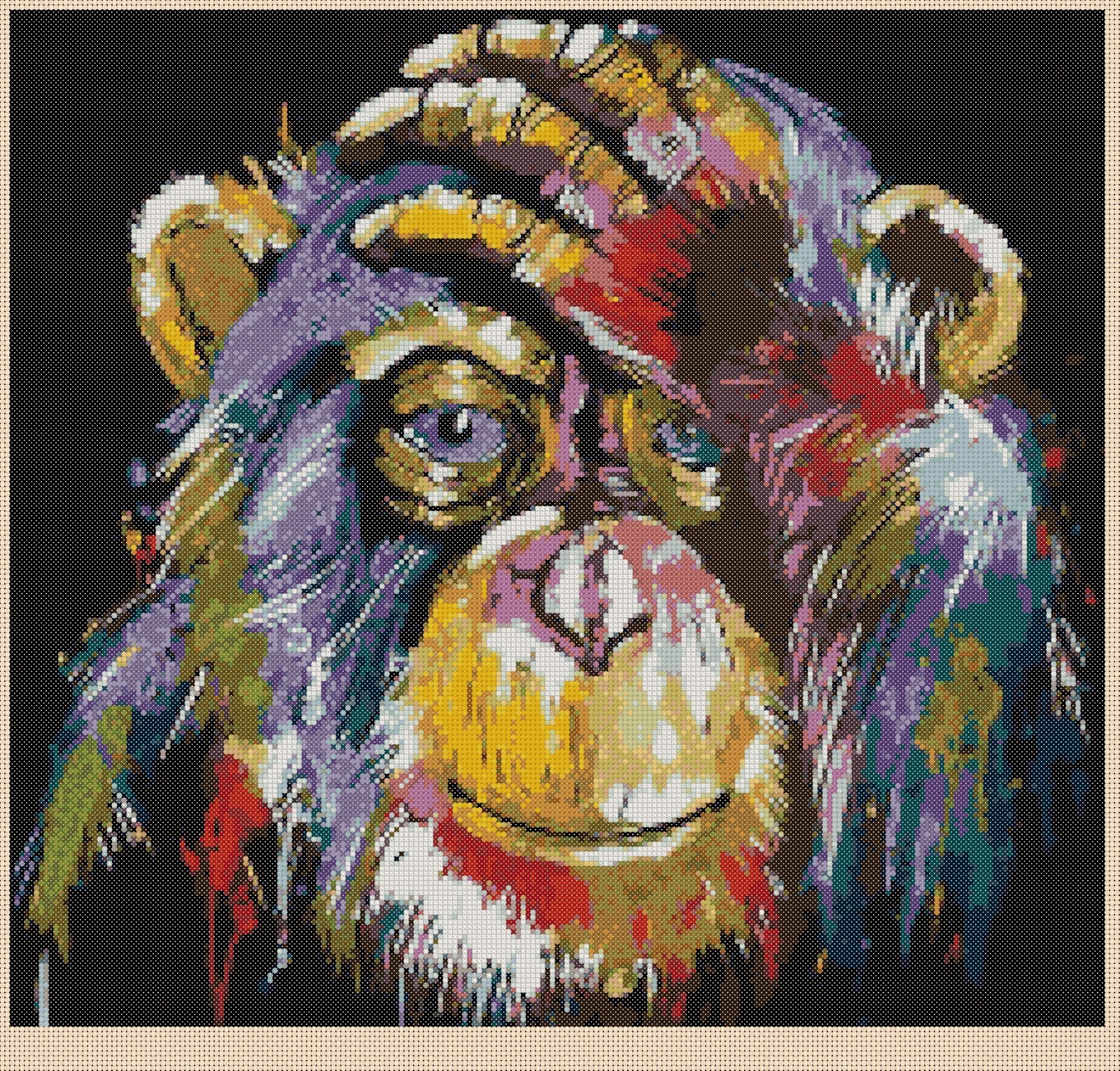 Colorful Chimpanzee Counted Cross Stitch Chart No.2-392/24