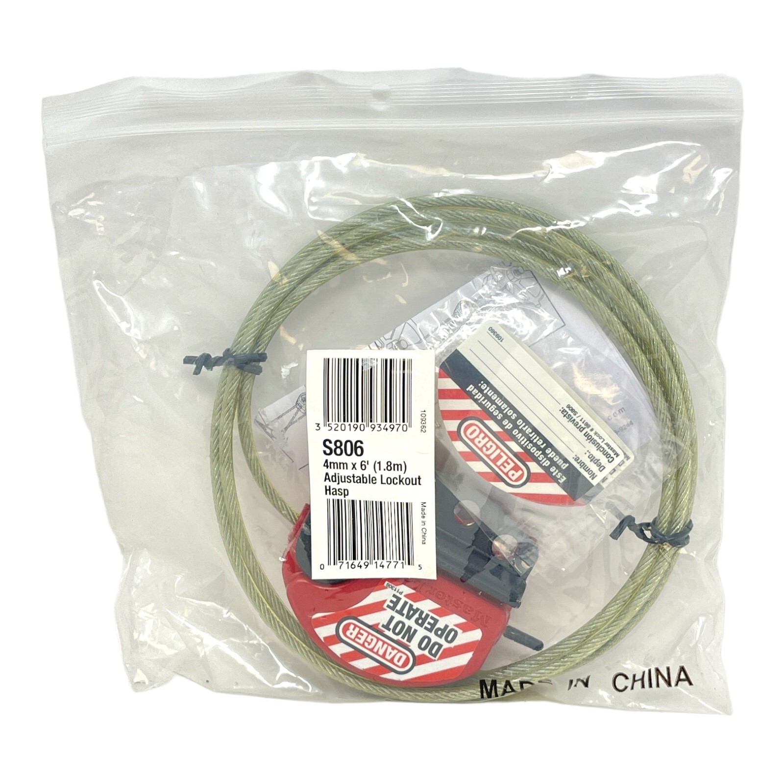 MASTER LOCK S806 4mm x 6' (1.8m) ADJUSTABLE LOCKOUT HASP