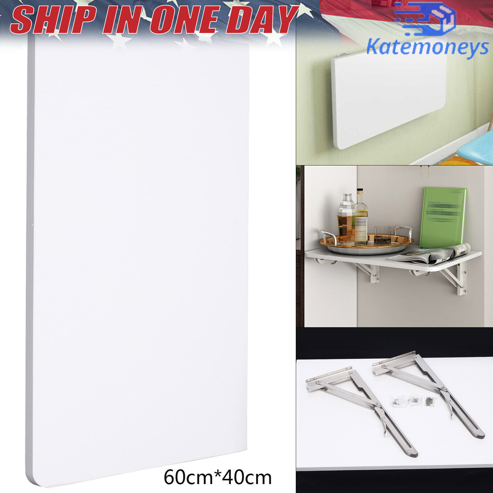 Folding PC Table Wall Mount Floating Desk Home Space Saving Laptop Desk 60x40cm