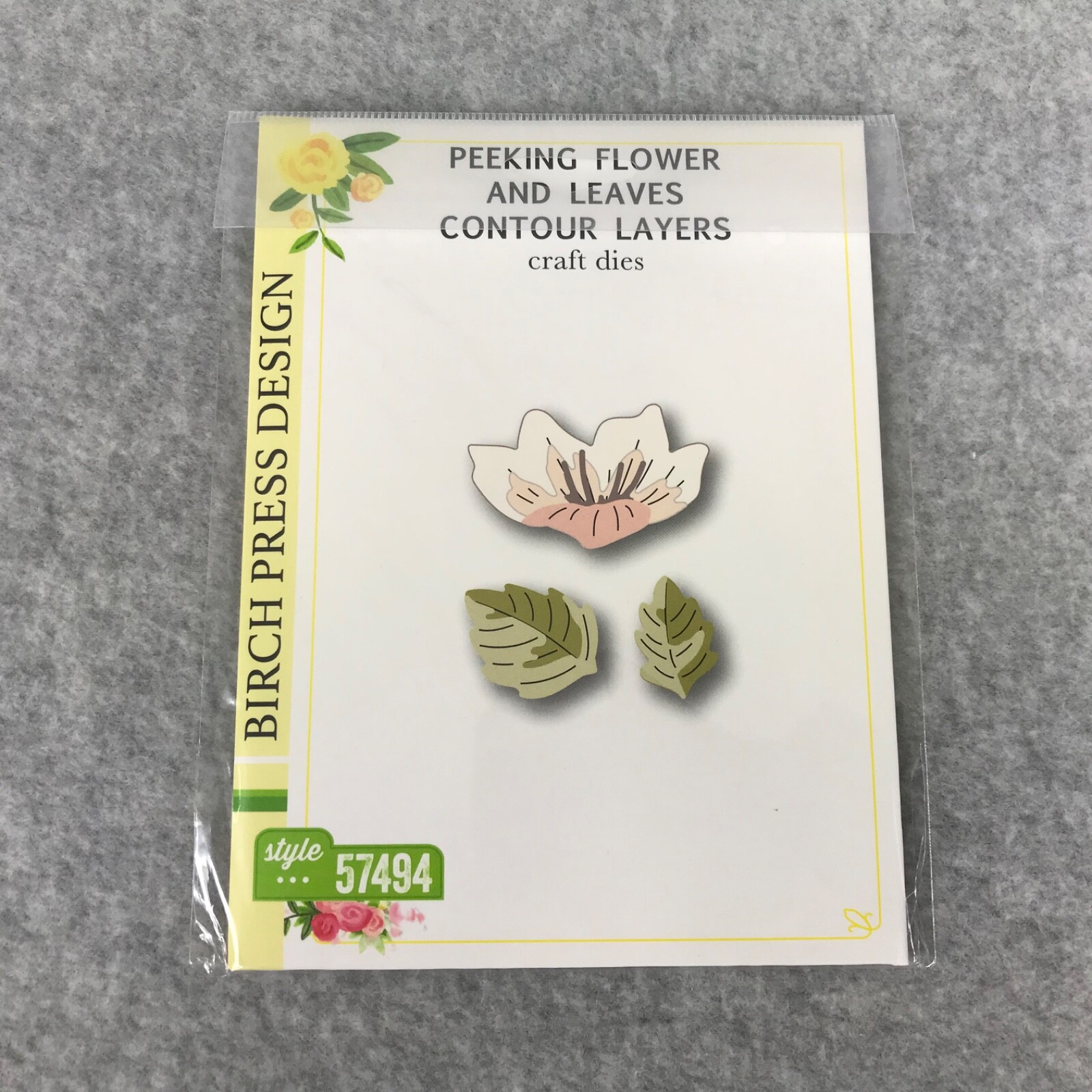 Birch Press Design Peeking Flower & Leaves Contour Layers #57494 Craft Die New