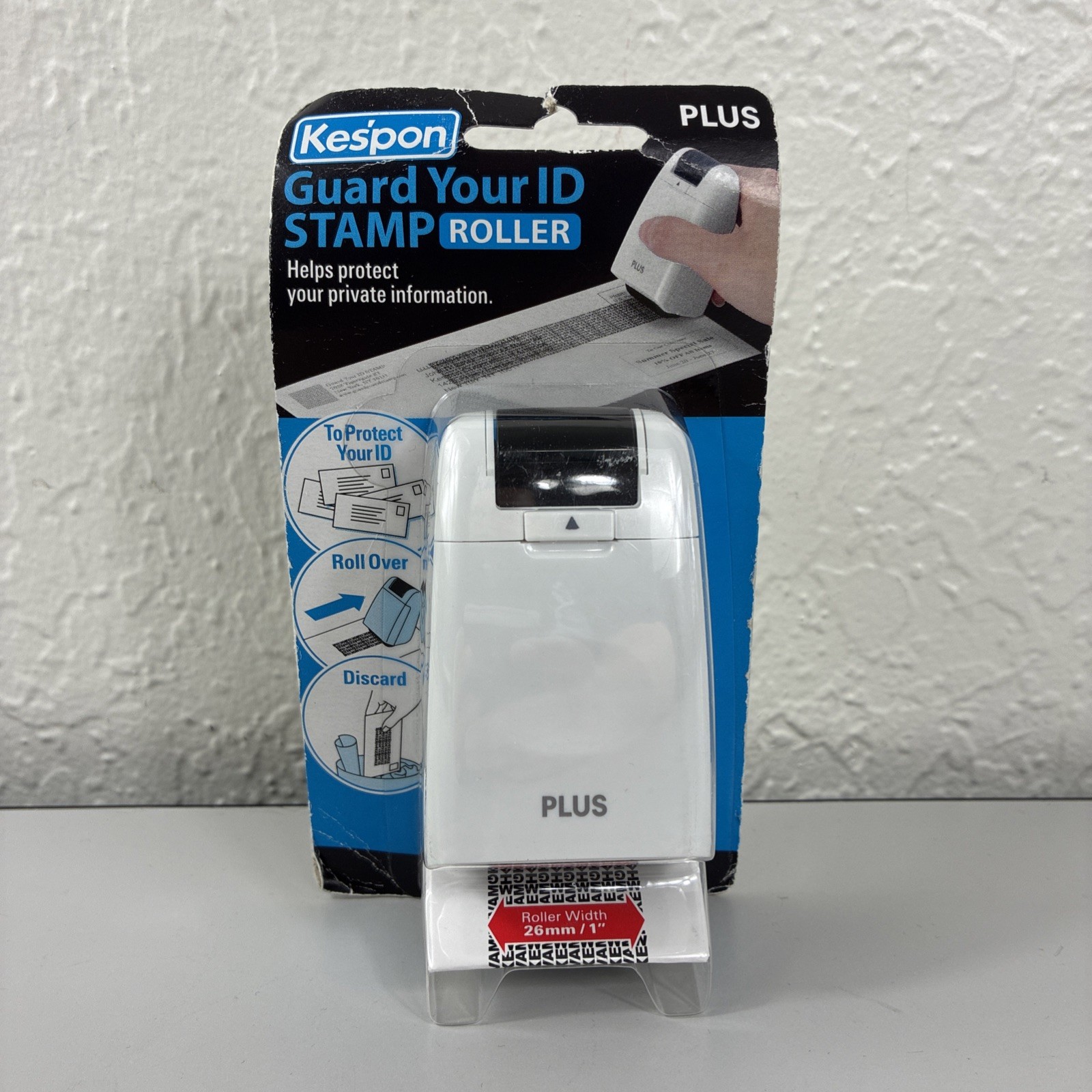 Kespon Plus Guard Your ID Stamp Roller Information Blocker 1" Roller Width Black