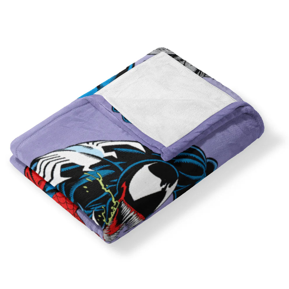 Web Hero vs Dark Alien Cartoon Flannel Throw Blanket