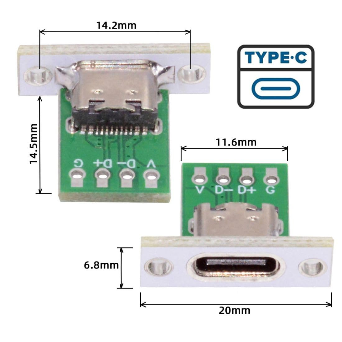 5 Pack USB C DIY Connector USB C 24Pin Female Socket Port Repair Replacement ...