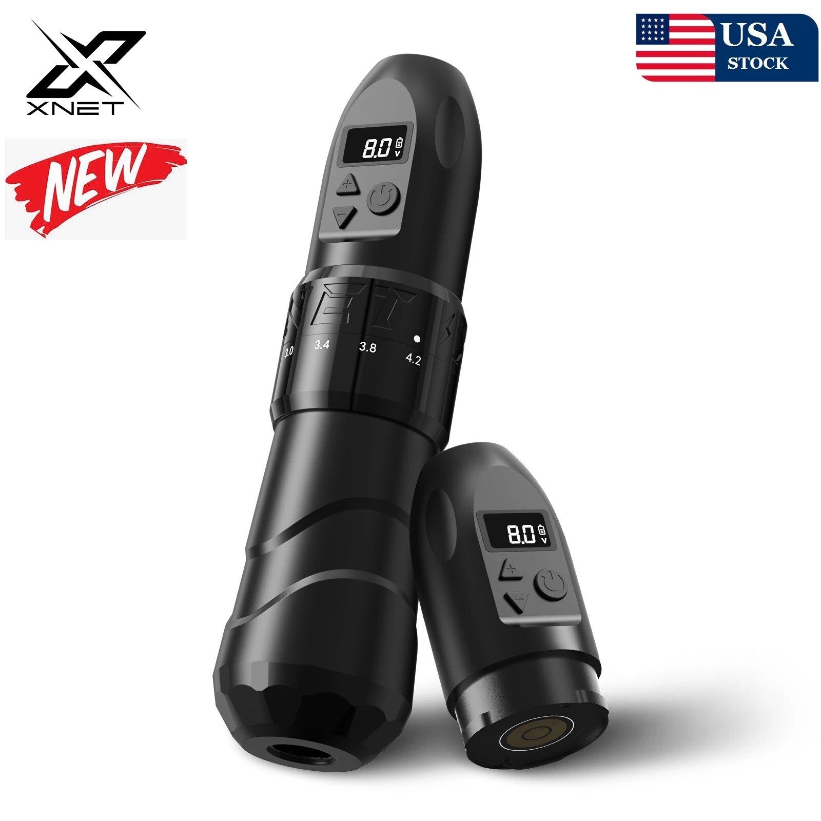 XNET F2 Wirless Tattoo Machine Pen 2.0-4.2mm Adjustable Stroke Powerful Motor US