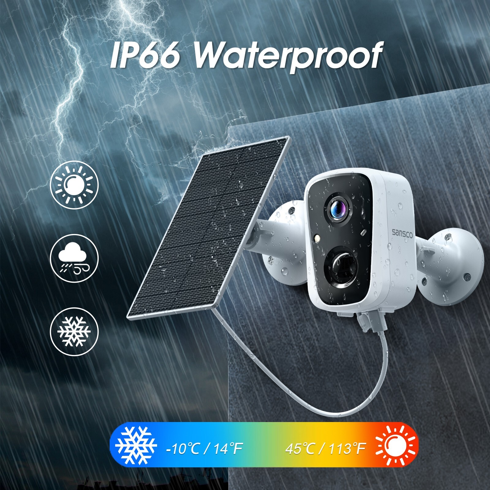 2K 4MP Solar Security Camera Outdoor Home Surveillance PIR 2-Way Talk + 64GB
