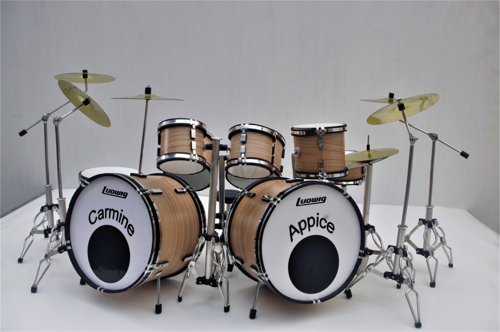Miniature Drum Set Kit Ludwig Carmine Appice Double Bass Drum Mini Replica 1/6
