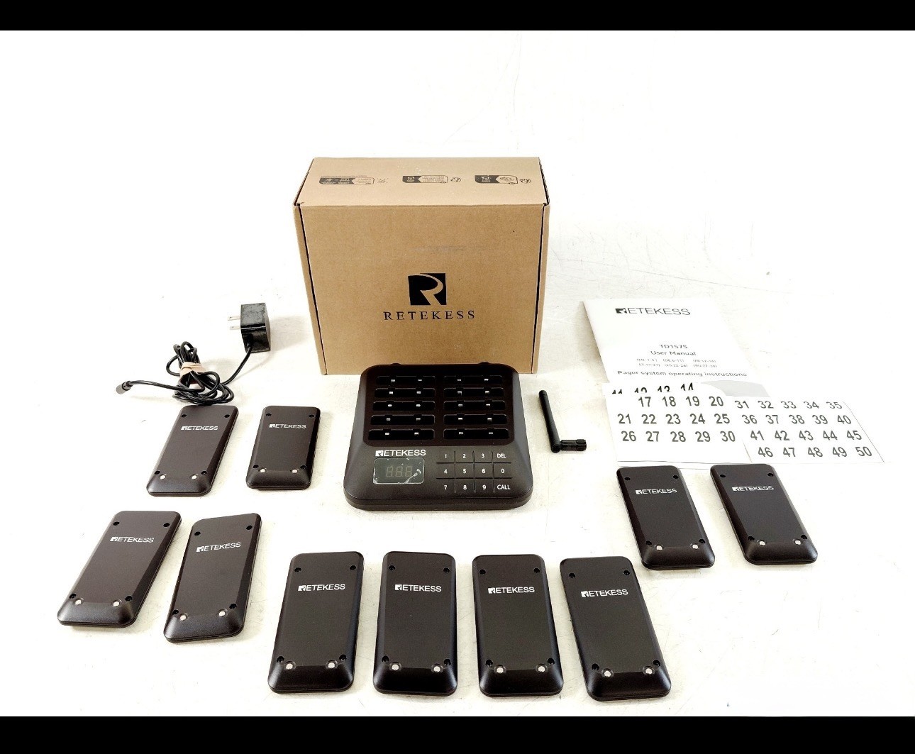 Retekess Queue Wireless Calling System Restaurant 10 Pagers Open Box GC