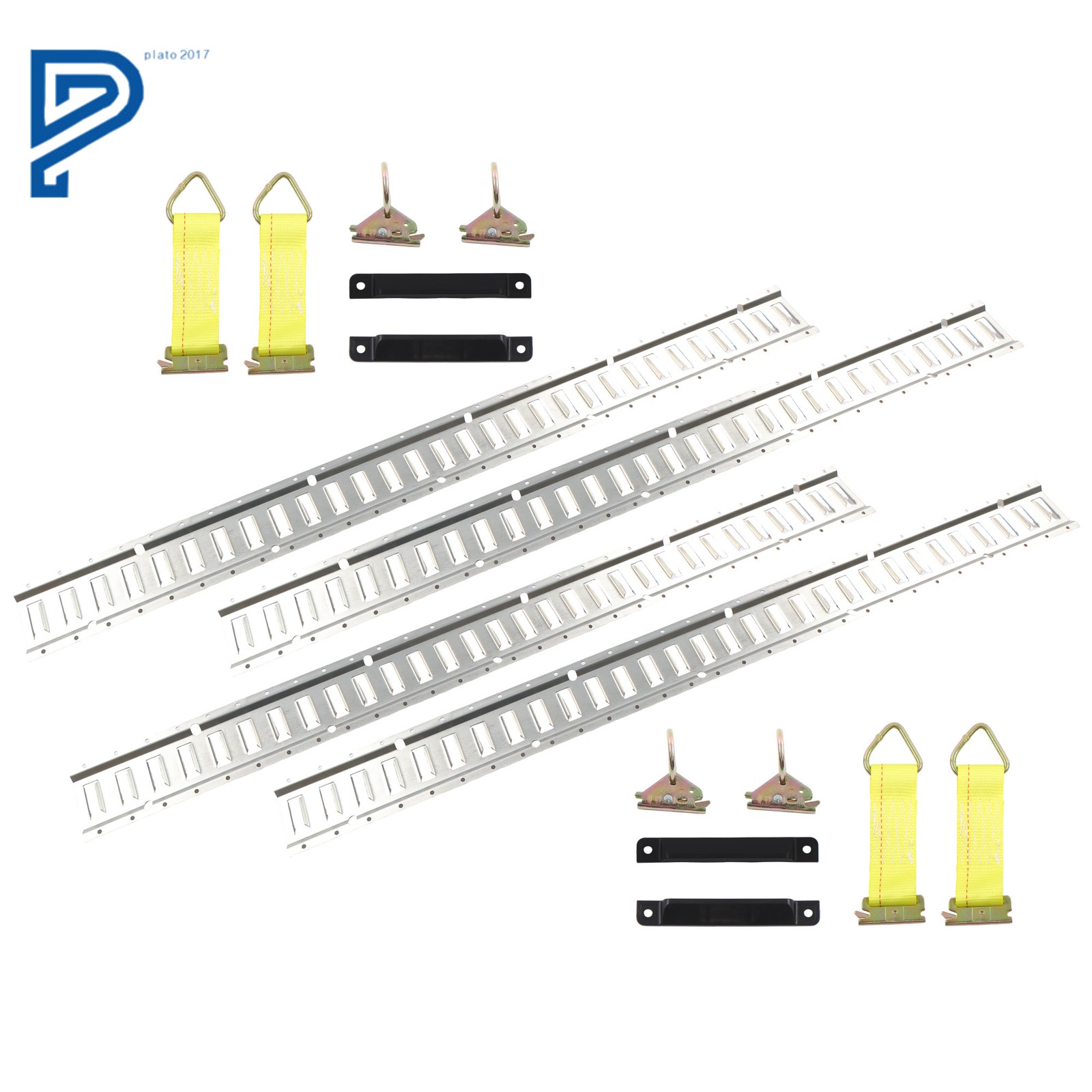 16pcs E-Track Tie Down Kit 5' E Track Rails w/ O Rings Rope Tie Offs