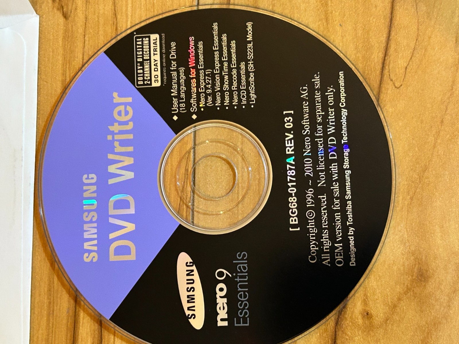 SAMSUNG DVD/CD Nero 9 Essentials CD Writing Burning Tools
