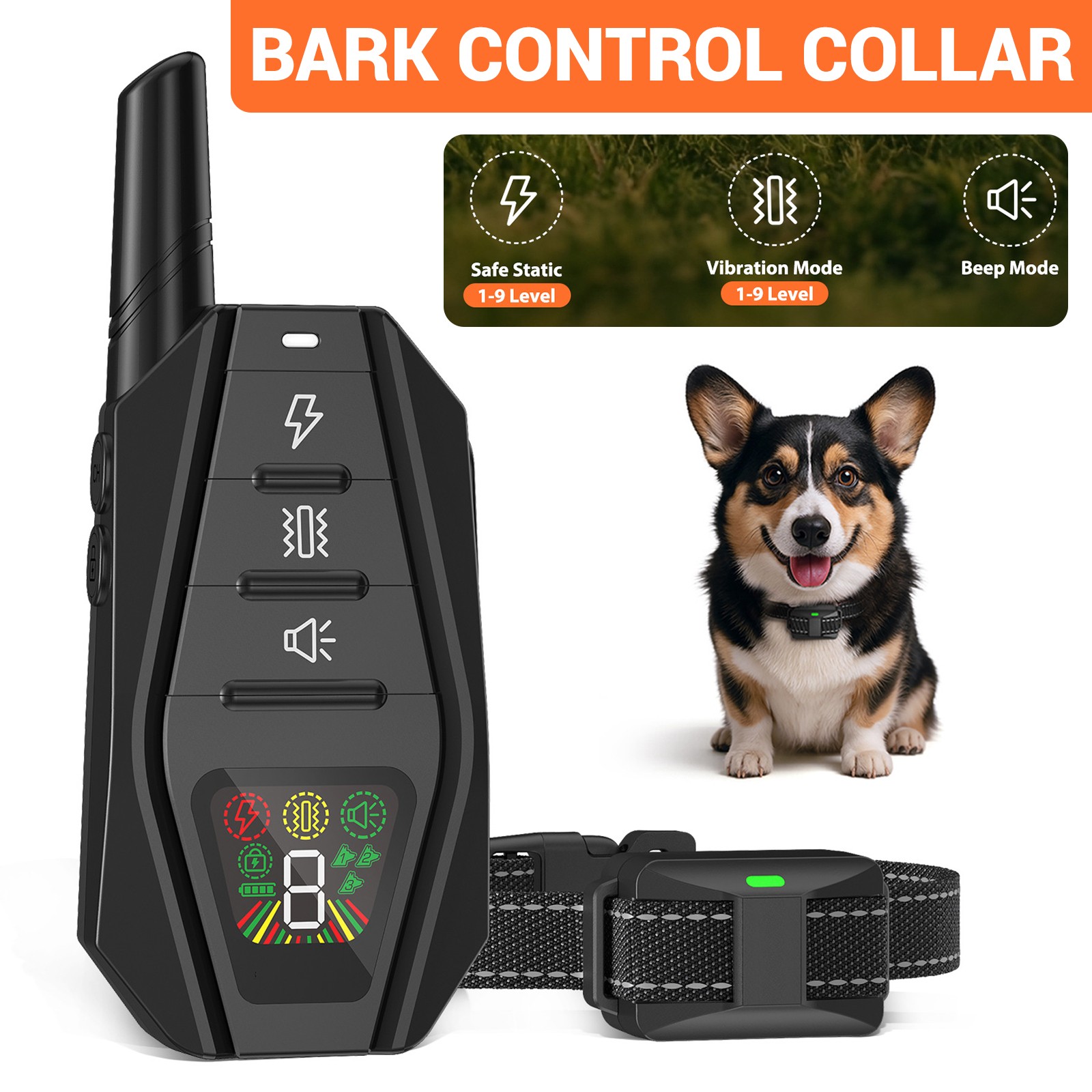 Dog Bark Collar Rechargeable Waterproof Anti Bark Dog Training Collar w/ Remote
