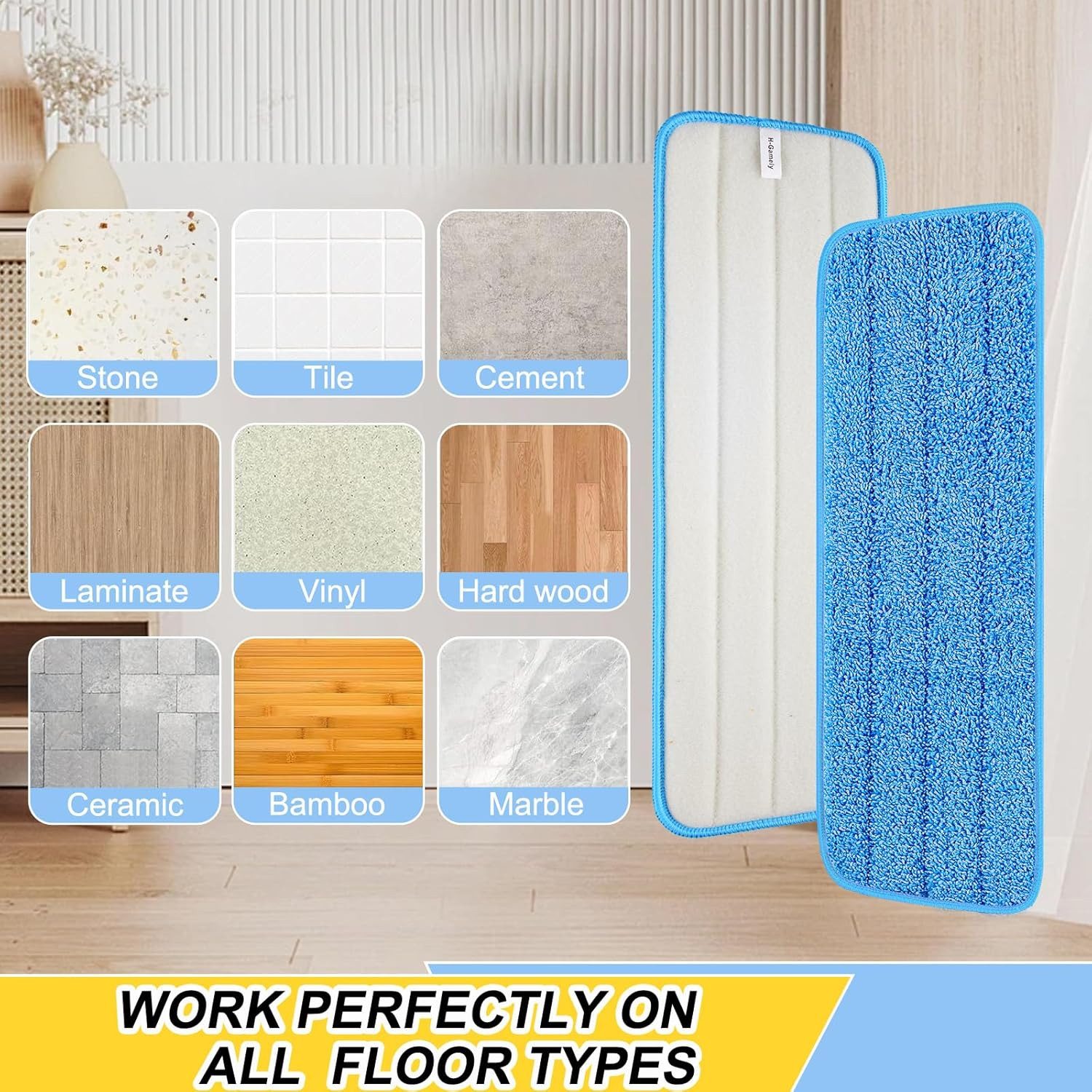 Microfiber Spray Mop Replacement Heads for Wet/Dry Mops Compatible with Bona Flo