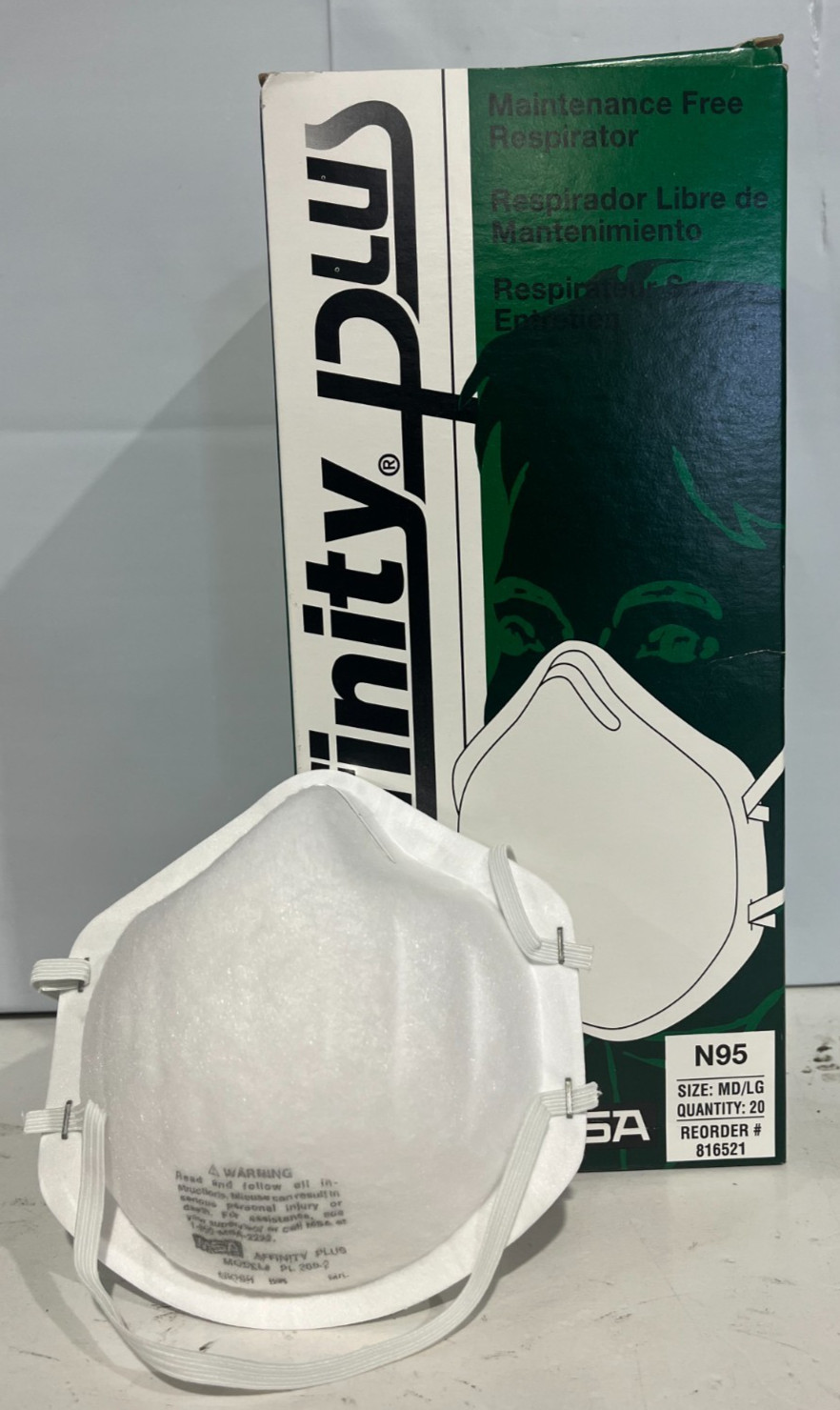 MSA N95 Disposable Particulate Respirator Protective PPE Dust Face Masks 20/BX