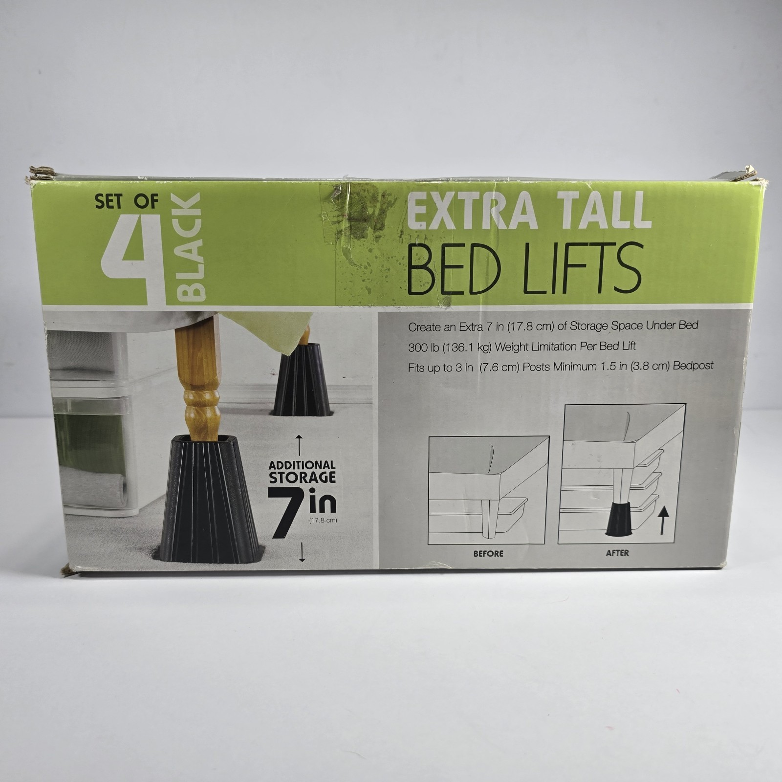 SALT Extra Tall Bed Lifts Black Set of 4 Heavy Duty 7" Risers Pre-Owned